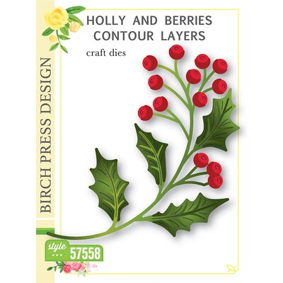 Die, Holly and Berries Contour Layers