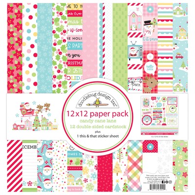 12X12 Paper Pack, Candy Cane Lane