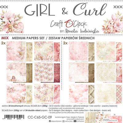 8X8 Mix Paper Pad, Girl & Curl