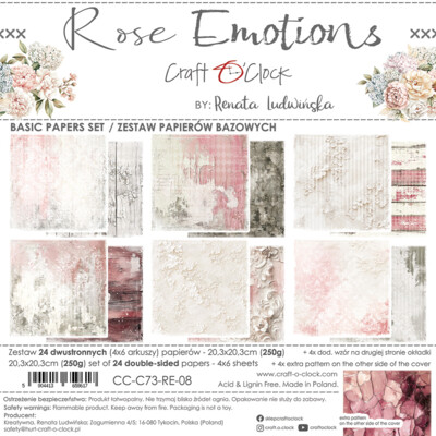 8X8 Basics Paper Pad, Rose Emotions