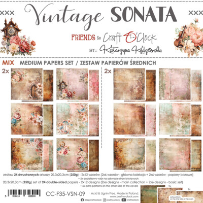 8X8 Mix Paper Pad, Vintage Sonata