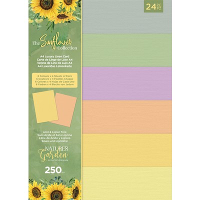 Luxury Linen Card A4, Nature's Garden - Sunflower Collection