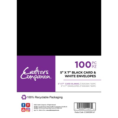 5X7 Card & Envelope Blanks, Black (100pc)