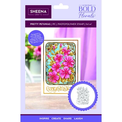 Sheena Crafts Clear Stamp, In the Frame: Bold Florals - Pretty Petunias