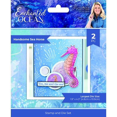 Sara Signature Clear Stamp & Die Set, Enchanted Ocean - Handsome Sea Horse