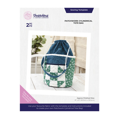 Threaders Bag Template, Patchwork Cylindrical Tote Bag