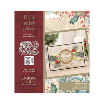 Clear Stamp & Die Combo, Holly & Ivy - Holly and Ivy Sentiment