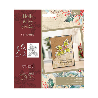 Clear Stamp & Die Combo, Holly & Ivy - Sketchy Holly