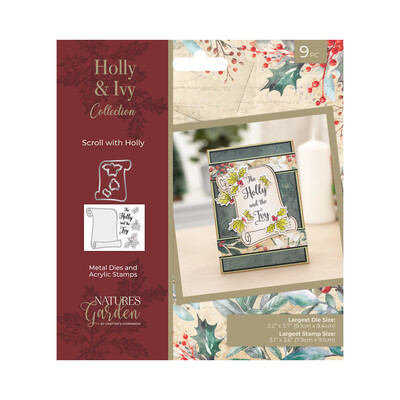 Clear Stamp & Die Combo, Holly & Ivy - Scroll with Holly