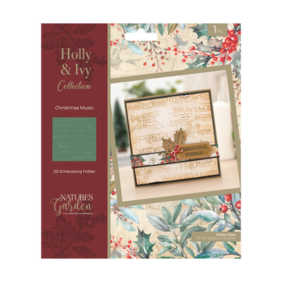 2D Embossing Folder, Holly & Ivy - Christmas Music