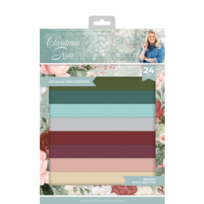 A4 Luxury Linen Cardstock, Sara Signature Christmas Rose