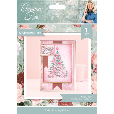 2D Embossing Folder, Sara Signature Christmas Rose - O' Christmas Tree