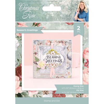 Stamp and Die Combo, Sara Signature Christmas Rose - Seasons Greetings