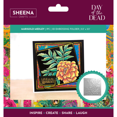 Sheena Crafts 3D Embossing Folder, Day of the Dead - Marigold Medley