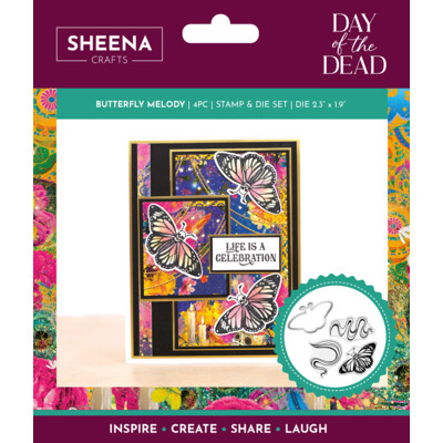 Sheena Crafts Clear Stamp & Die Set, Day of the Dead - Butterfly Melody