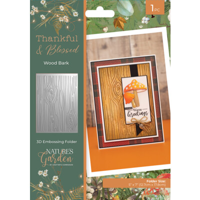 Nature's Garden 3D Embossing Folder, Thankful & Blessed - Wood Bark