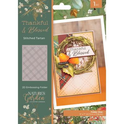 Nature's Garden 2D Embossing Folder, Thankful & Blessed - Stitched Tartan