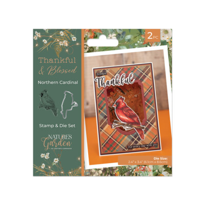 Nature's Garden Clear Stamp & Die Set, Thankful & Blessed - Northern Cardinal