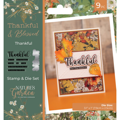 Nature's Garden Clear Stamp & Die Set, Thankful & Blessed - Thankful