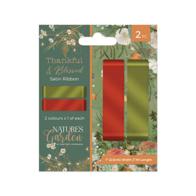 Nature's Garden Satin Ribbon, Thankful & Blessed