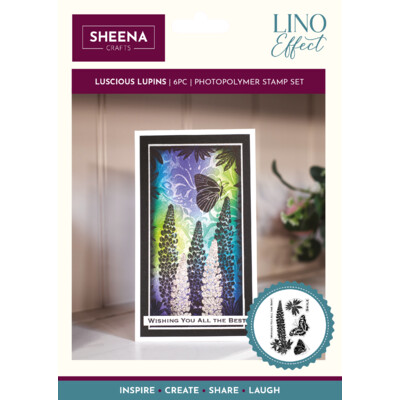 Sheena Crafts Clear Stamp, Lino Effect - Luscious Lupins