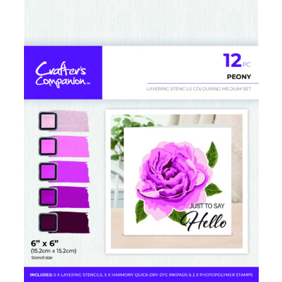 Layering Stencils Colouring Medium Set, Peony