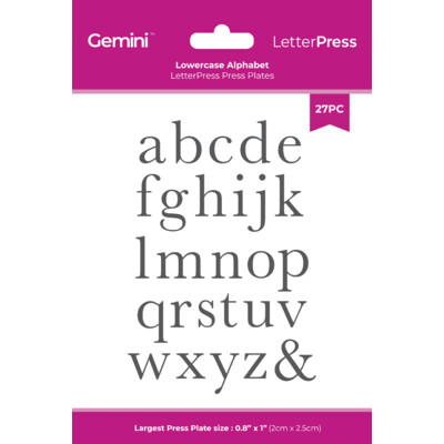 Gemini LetterPress Press Plate, Lowercase Alphabet