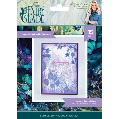 Sara Signature Stamps Stencils & Masks Set, Fairy Glade - Woodland Wildflowers