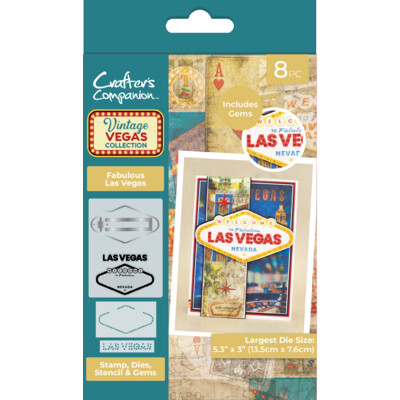 Stamp Die Stencil & Gems, Vintage Vegas - Fabulous Las Vegas