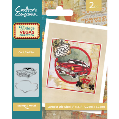 Clear Stamp & Die Set, Vintage Vegas - Cool Cadillac