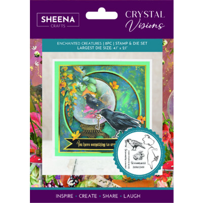 Sheena Crafts Clear Stamp & Die Set, Crystal Visions - Enchanted Creatures