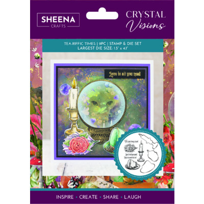 Sheena Crafts Clear Stamp & Die Set, Crystal Visions - Tea-riffic Times