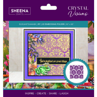 Sheena Crafts 2D Embossing Folder, Crystal Visions - Elegant Damask