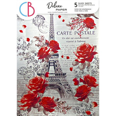 A4 Deluxe Paper, Silver - Paris Je t'aime