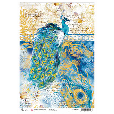 A4 Piuma Rice Paper, Nocturnal Peacock