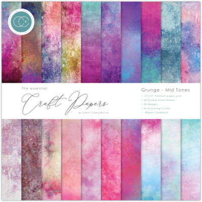 12X12 Essential Craft Papers Pad, Grunge - Mid Tones