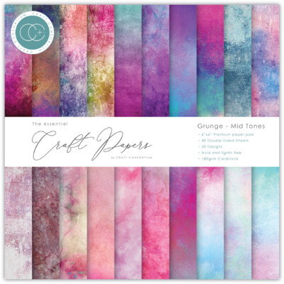 6X6 Essential Craft Papers Pad, Grunge - Mid Tones