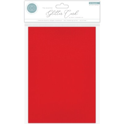 The Essential Glitter Card, A4 - Red