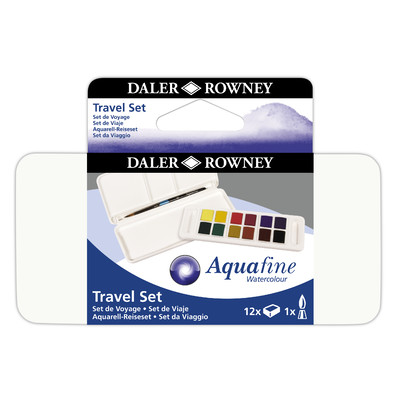 Aquafine Watercolour Paint Travel Set, 12 Half Pan