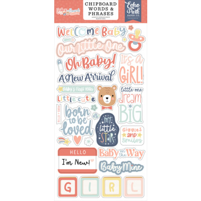 Chipboard Words & Phrases, Baby on Board Girl