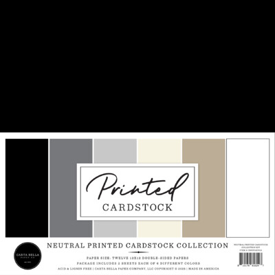 12X12 80lb Printed Cardstock Collection Kit, Neutral