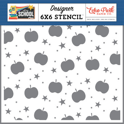 Stencil, Off to School - Apple and Stars