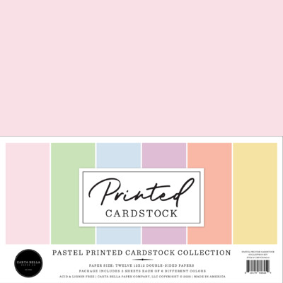 12X12 80lb Printed Cardstock Collection Kit, Pastel