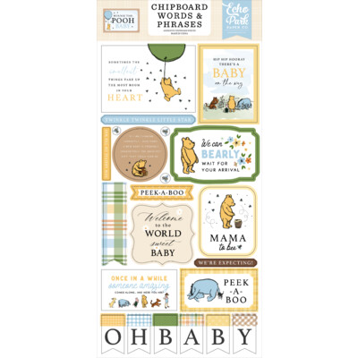 Chipboard Words & Phrases, Winnie the Pooh Baby