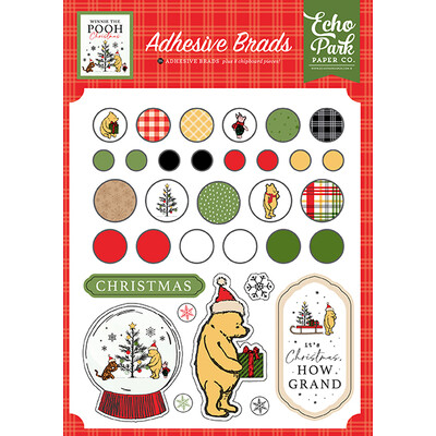 Adhesive Brads, Winnie The Pooh Christmas