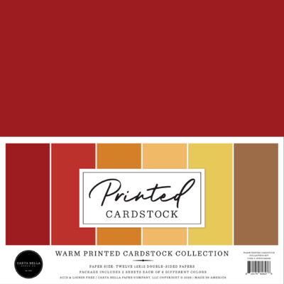 12X12 80lb Printed Cardstock Collection Kit, Warm