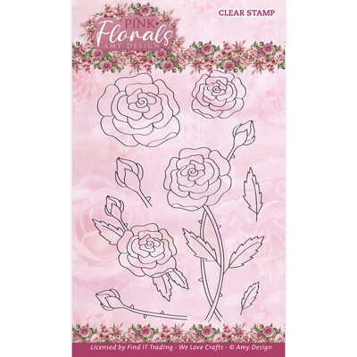 Amy Design Clear Stamp, Pink Florals - Rose