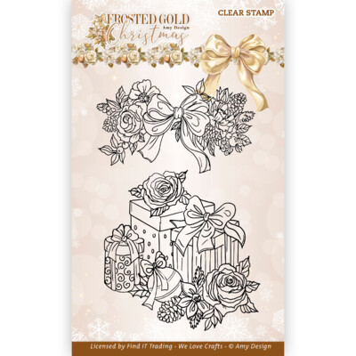 Amy Design Clear Stamp, Frosted Gold Christmas - Presents