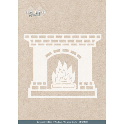 Card Deco Essentials Stencil, Glowing Christmas - Fireplace A5