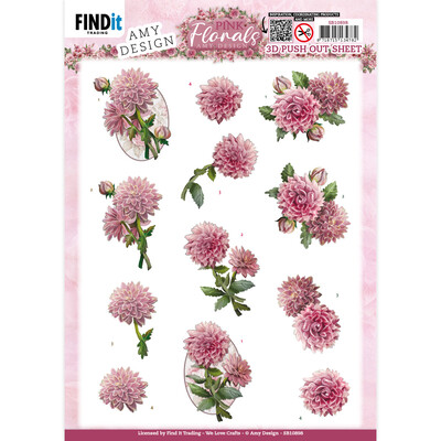 Amy Design 3D Push Out, Pink Florals - Dahlia